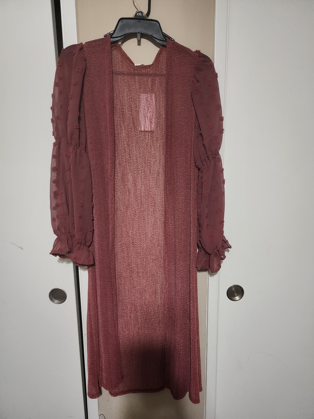 Sheer Textured Long Sleeve Cardigan  Dusty Rose